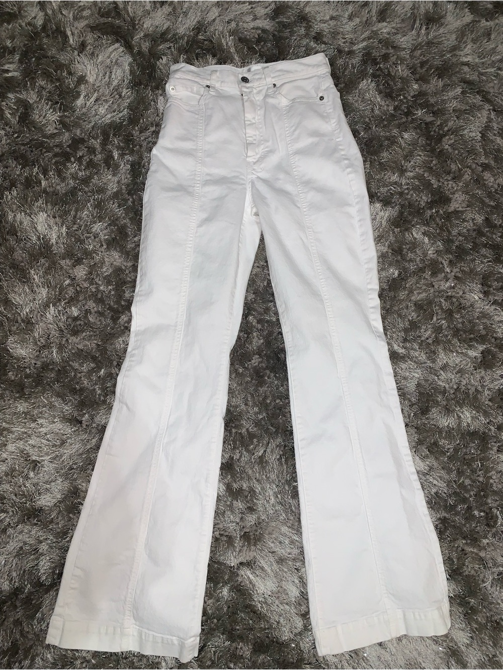 7 For All Mankind White High-Rise Flared Jeans